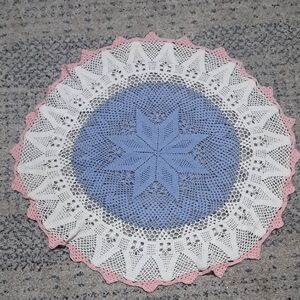 Elegant Blue and White Crochet Table Doily